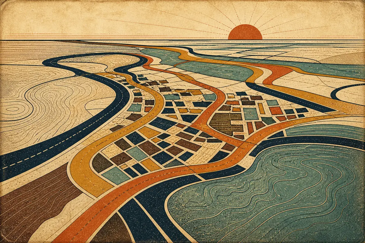 Abstract illustrated map composition for Halifax, Canada