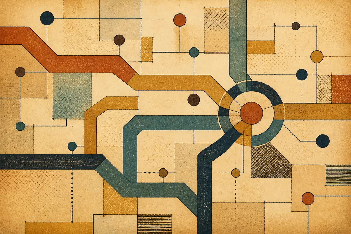 Abstract illustrated map composition for Halton Hills, Canada