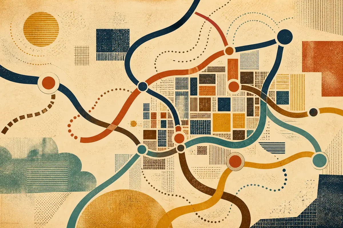 Abstract illustrated map composition for Innisfil, Canada