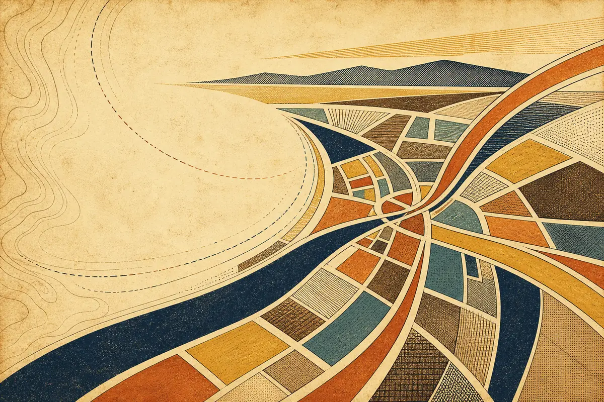 Abstract illustrated map composition for Kanata, Canada