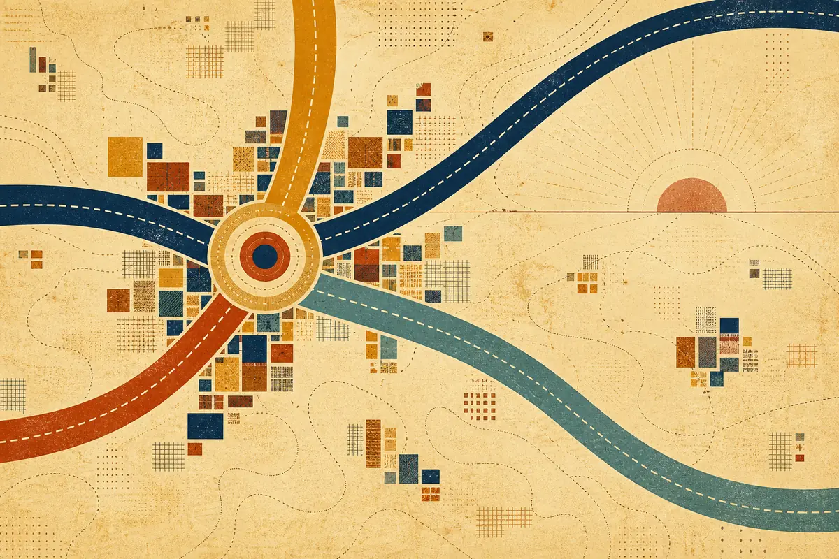 Abstract illustrated map composition for LaSalle, Canada