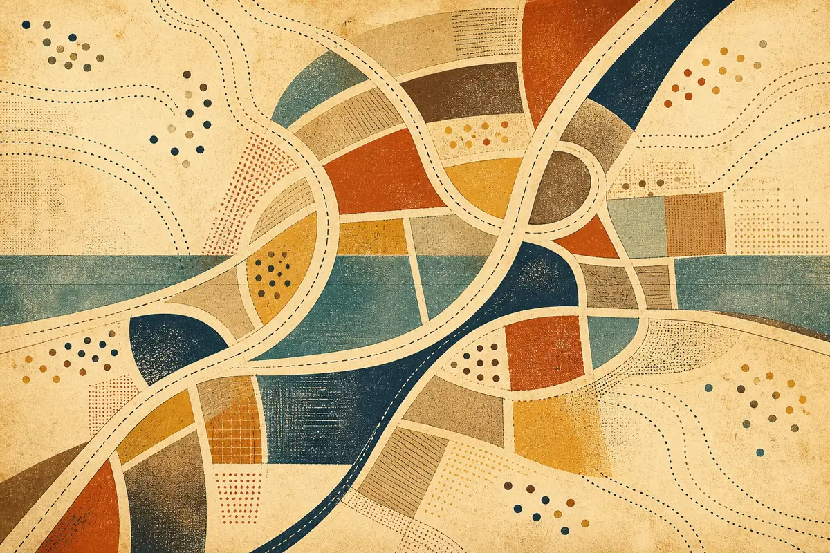 Abstract illustrated map composition for Leamington, Canada
