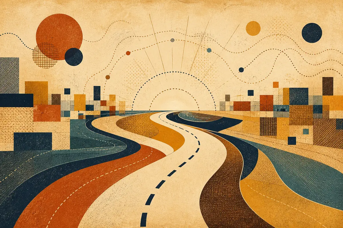 Abstract illustrated map composition for Leduc, Canada