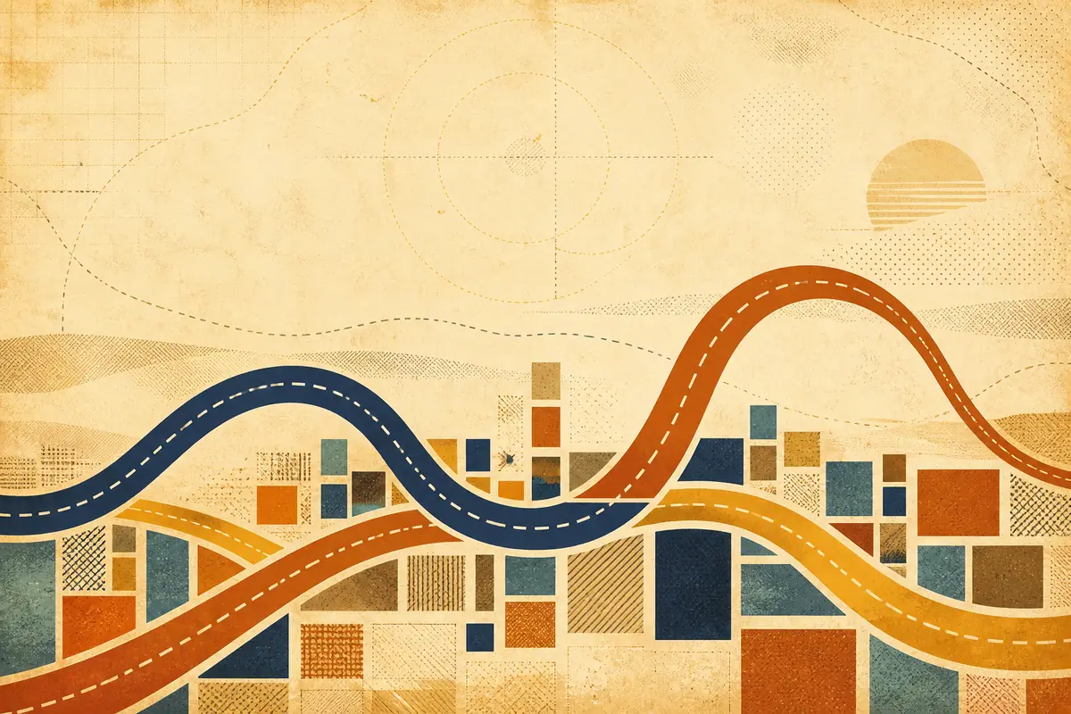 Abstract illustrated map composition for Lloydminster, Canada