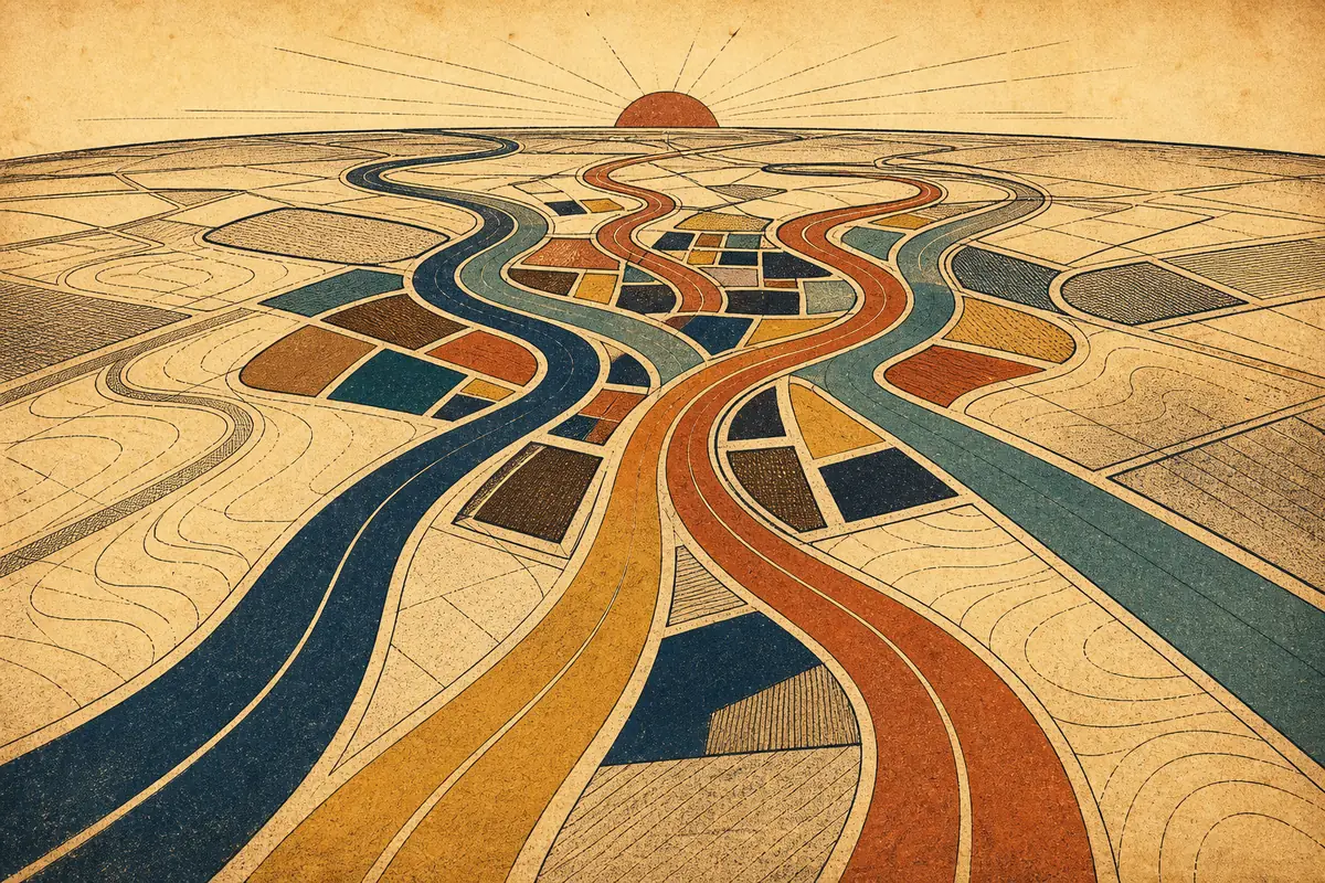 Abstract illustrated map composition for London, Canada