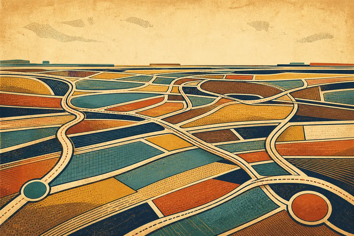 Abstract illustrated map composition for Longueuil, Canada