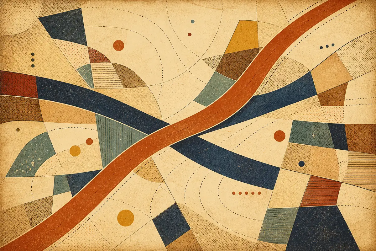 Abstract illustrated map composition for Mascouche, Canada
