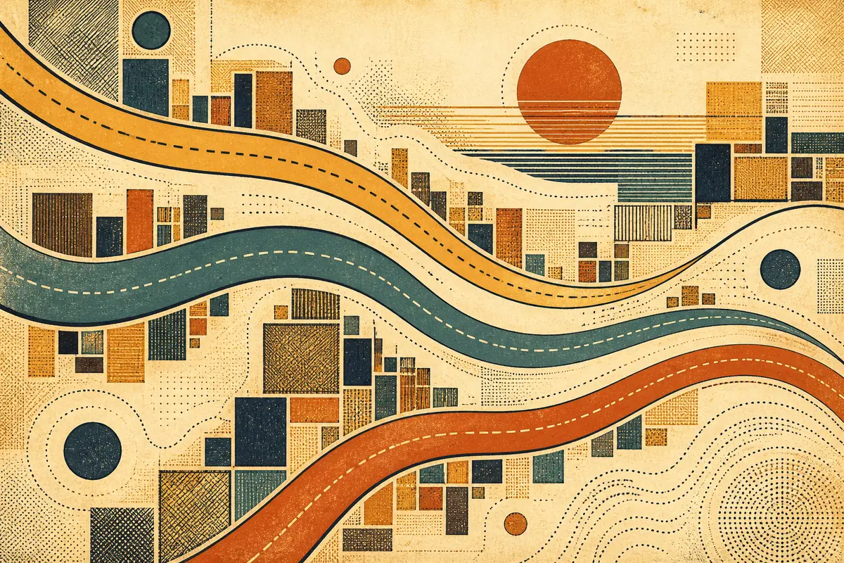 Abstract illustrated map composition for Mission, Canada