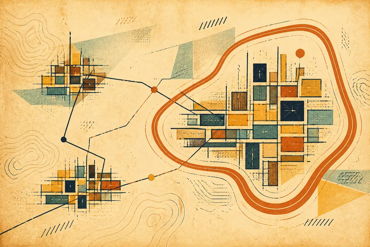 Abstract illustrated map composition for Moncton, Canada