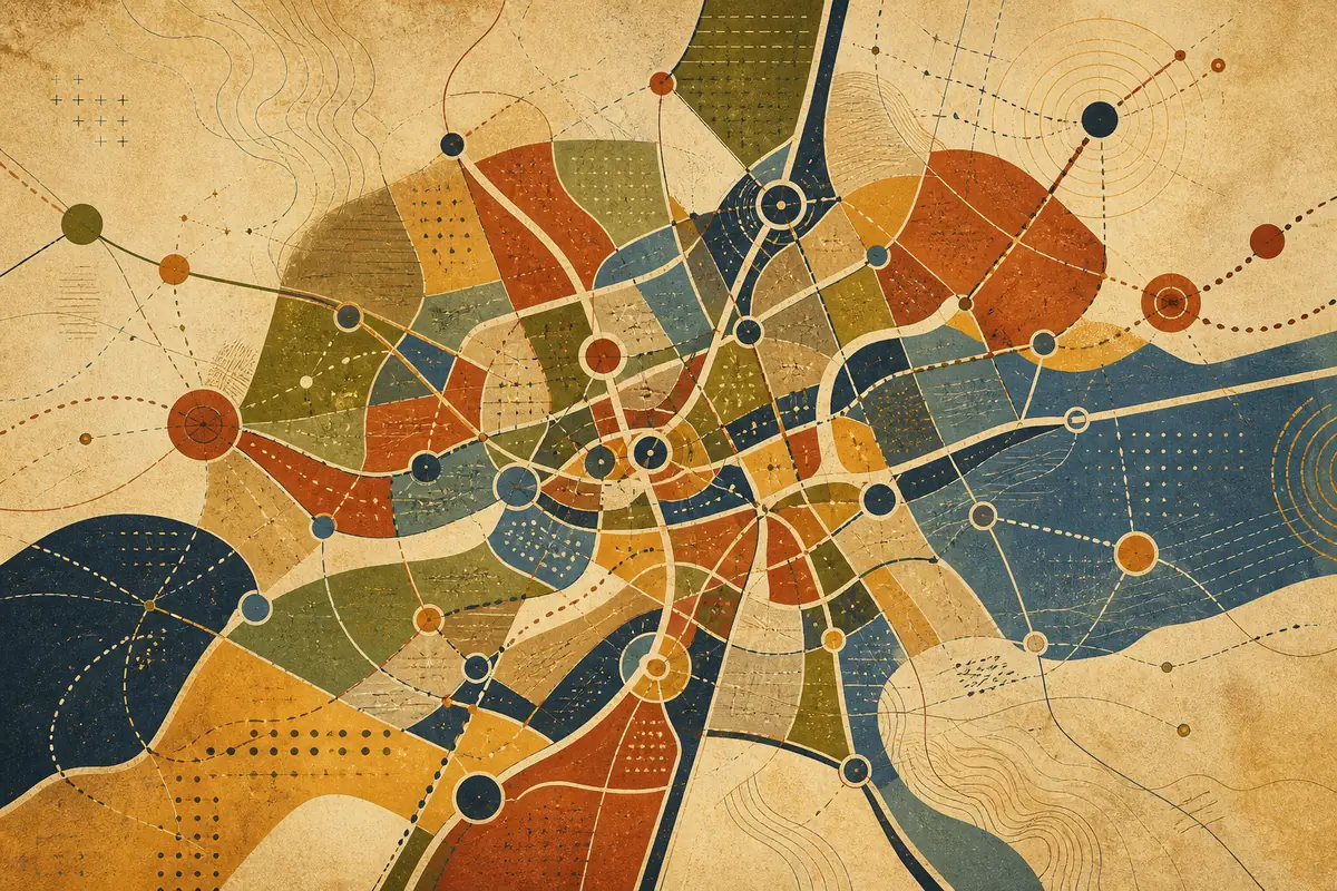 Abstract illustrated map composition for Montreal, Canada