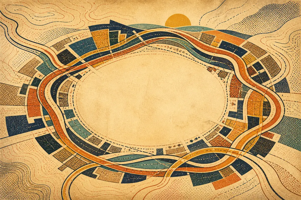 Abstract illustrated map composition for Nanaimo, Canada