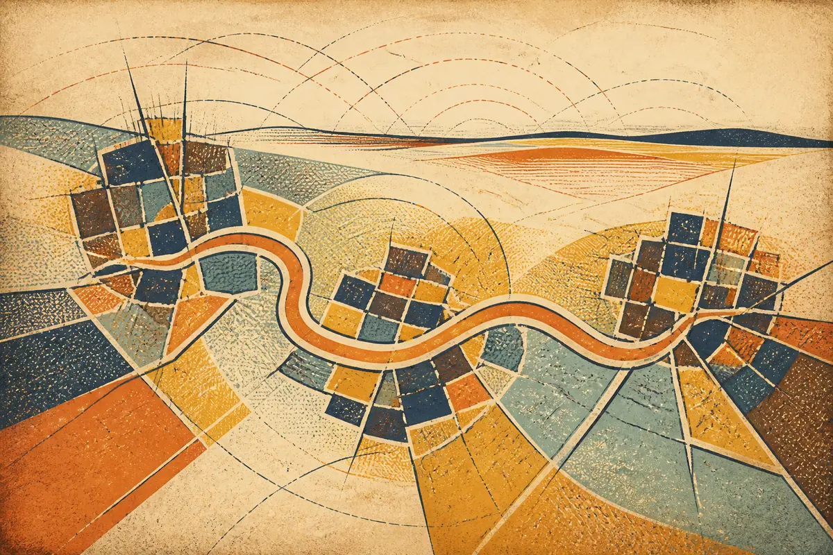Abstract illustrated map composition for Newmarket, Canada