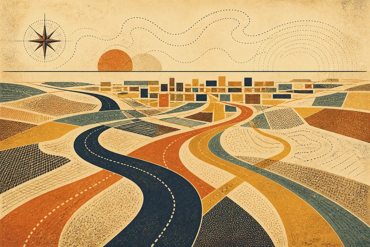 Abstract illustrated map composition for Niagara Falls, Canada