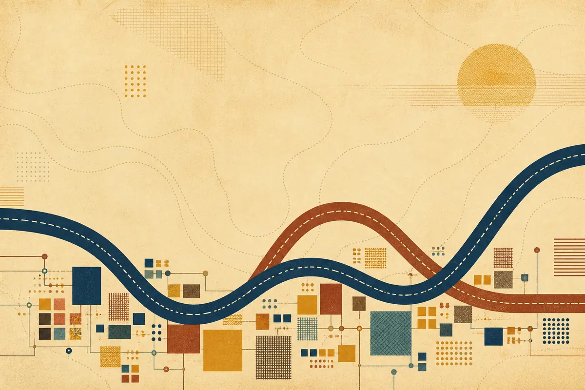 Abstract illustrated map composition for Okotoks, Canada