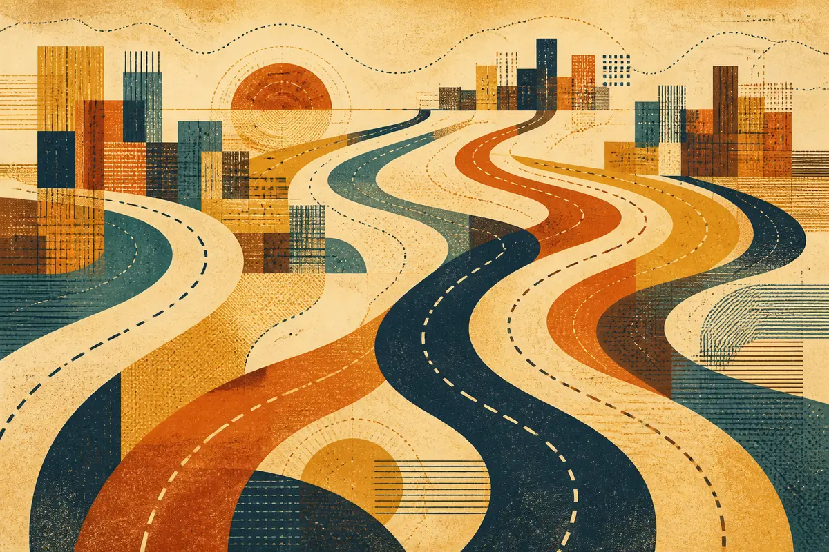 Abstract illustrated map composition for Orangeville, Canada