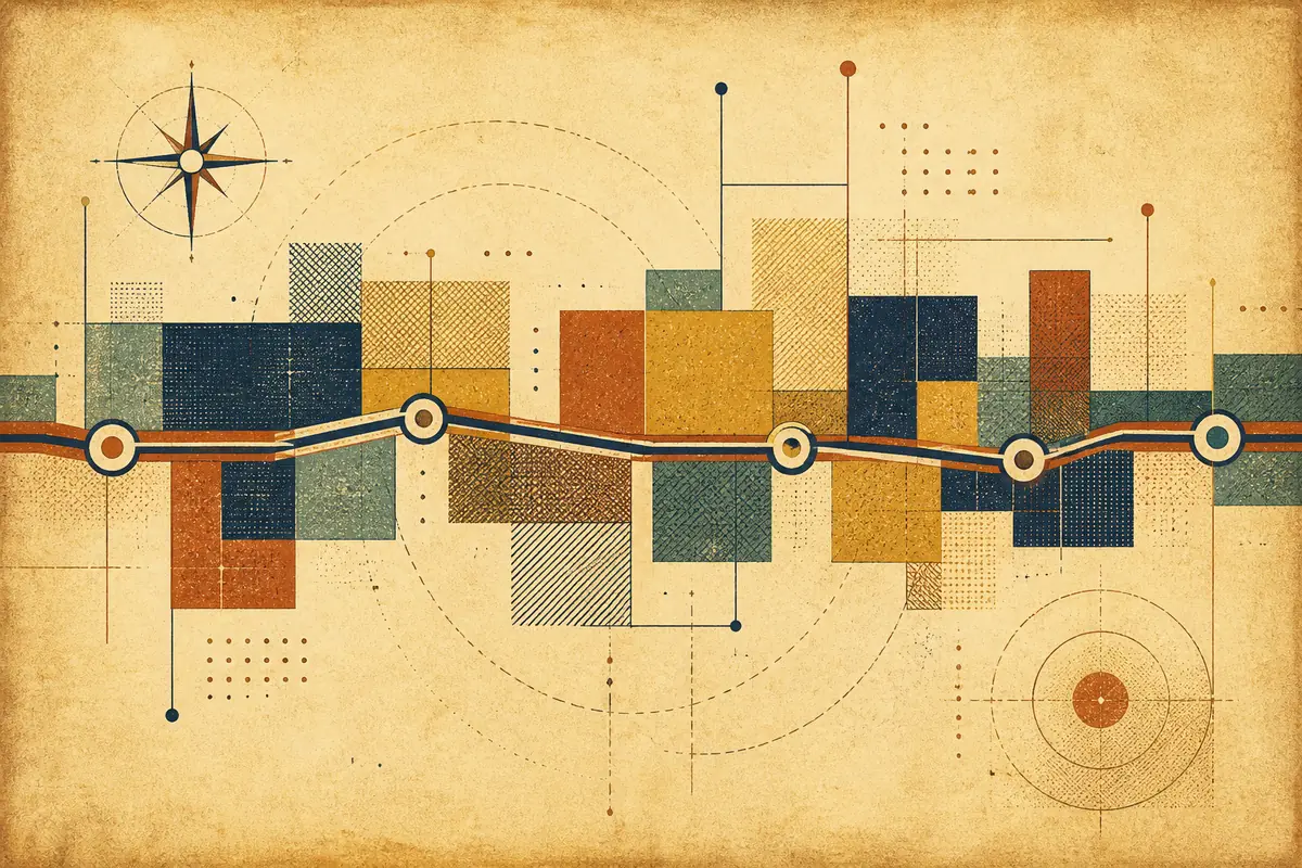 Abstract illustrated map composition for Orillia, Canada