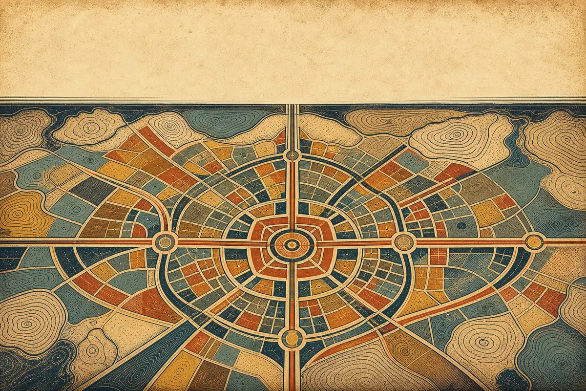 Abstract illustrated map composition for Ottawa, Canada