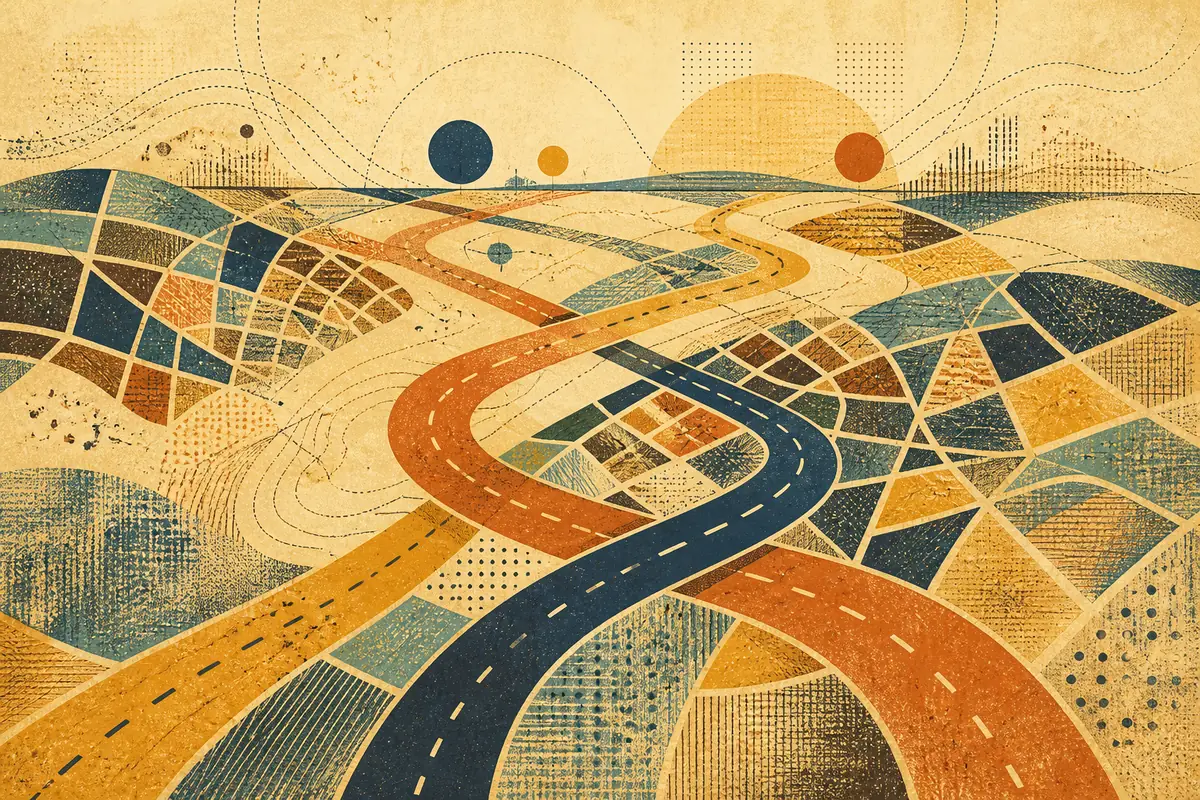 Abstract illustrated map composition for Quinte West, Canada