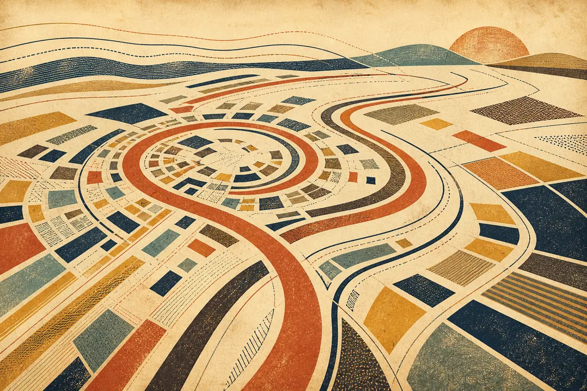 Abstract illustrated map composition for Repentigny, Canada