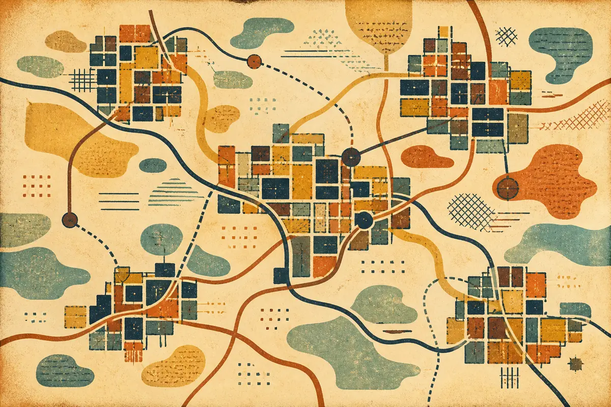 Abstract illustrated map composition for Richmond Hill, Canada