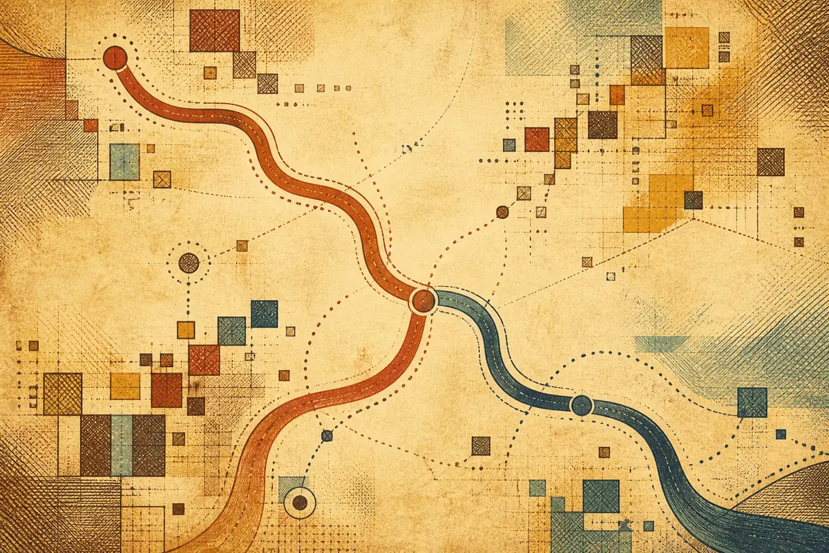 Abstract illustrated map composition for Rimouski, Canada