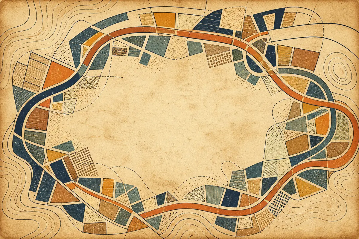 Abstract illustrated map composition for Saanich, Canada