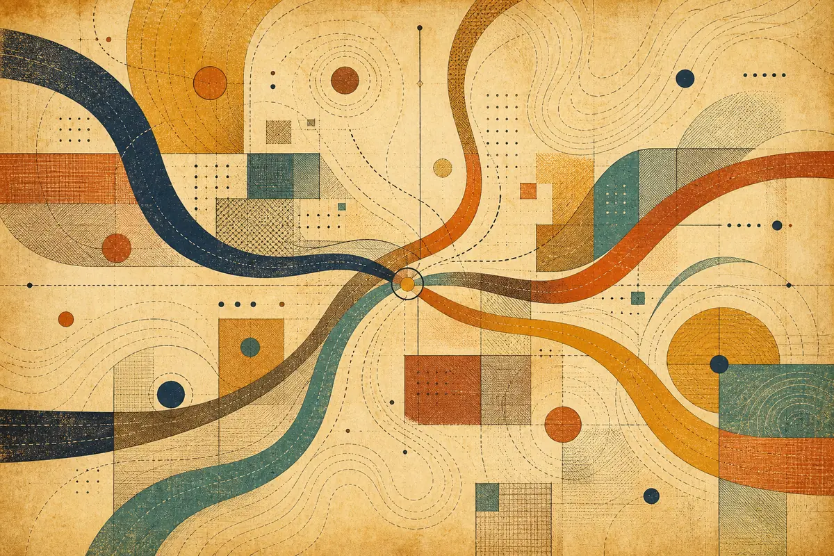 Abstract illustrated map composition for Saint-Hyacinthe, Canada