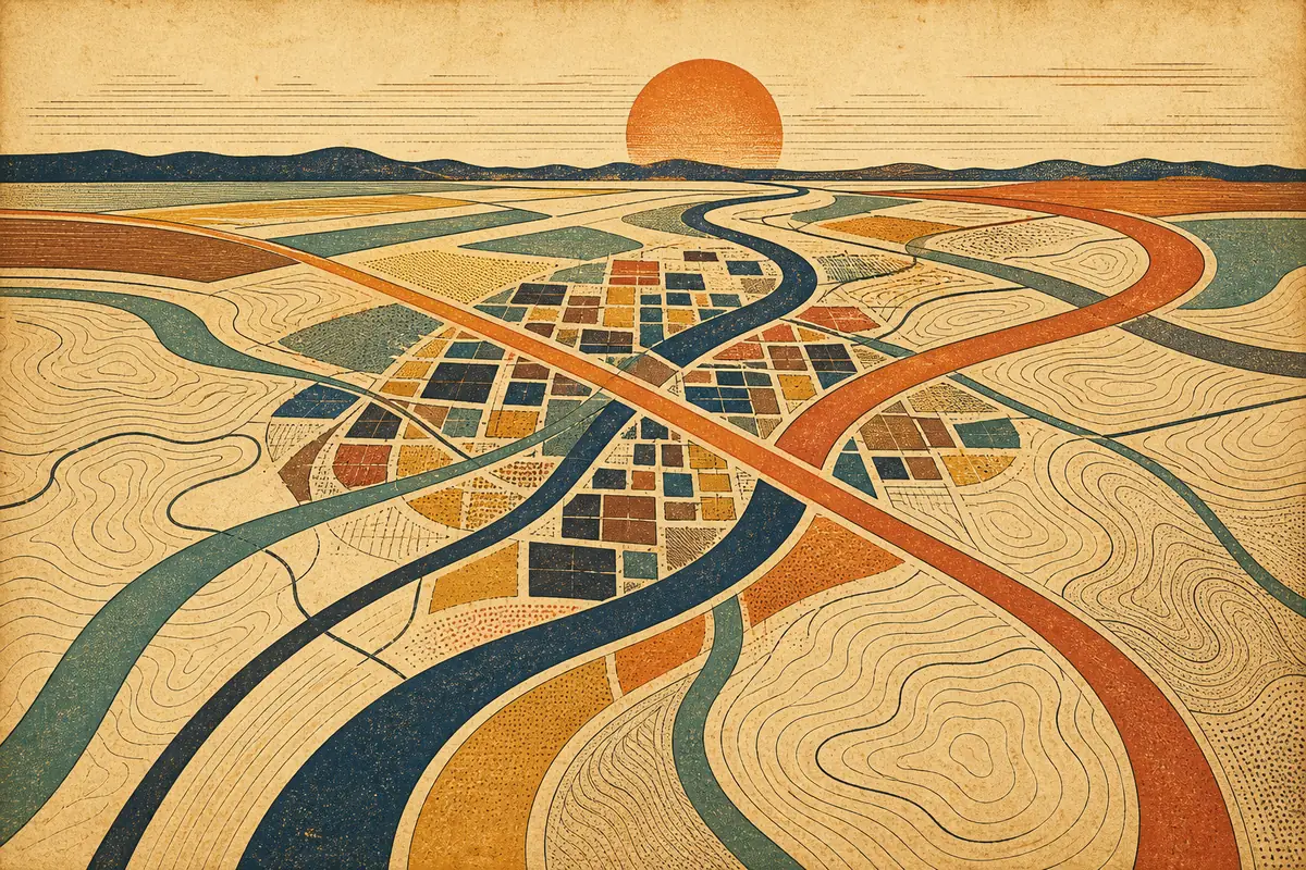 Abstract illustrated map composition for Saint-Jerome, Canada