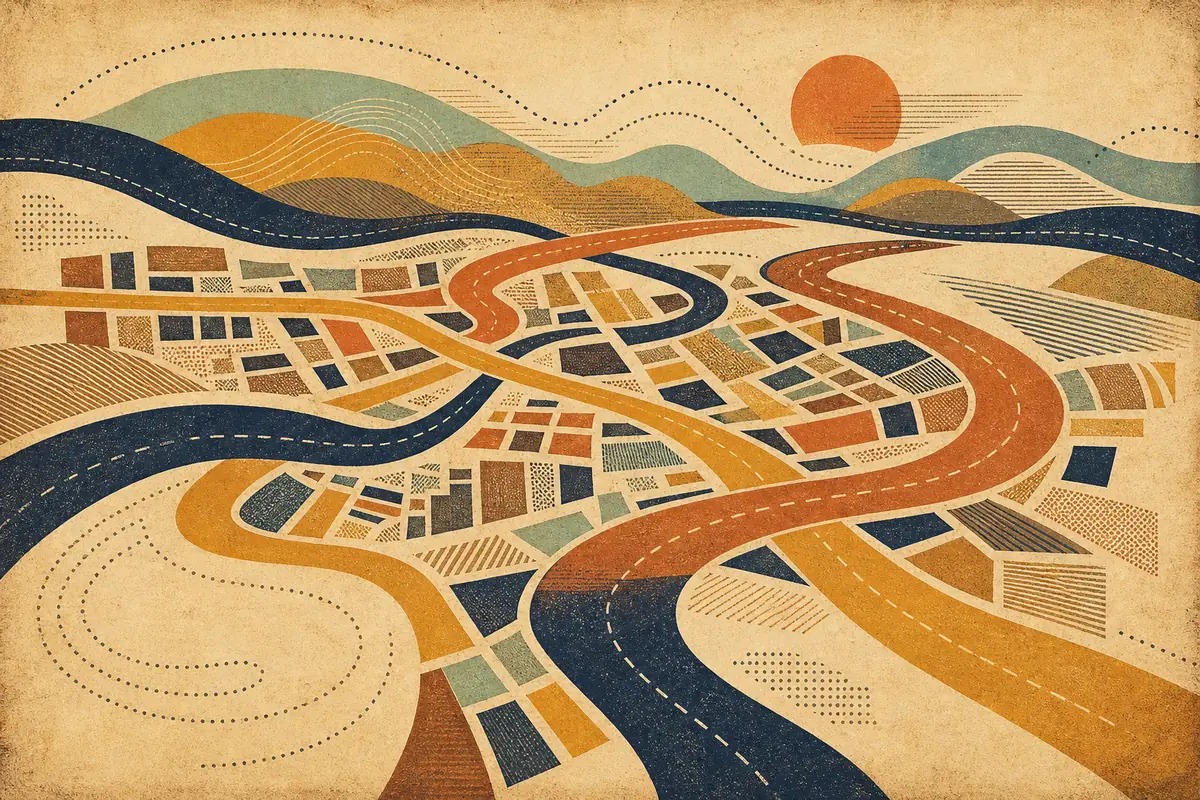 Abstract illustrated map composition for Saint John, Canada