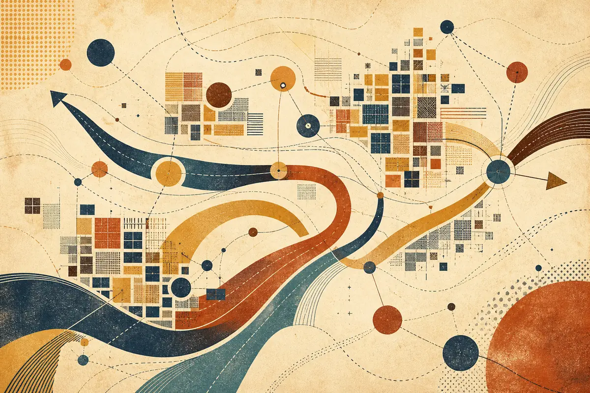 Abstract illustrated map composition for Salaberry-de-Valleyfield, Canada