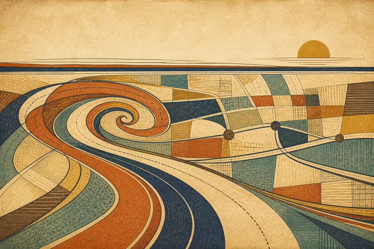 Abstract illustrated map composition for Sault Ste. Marie, Canada