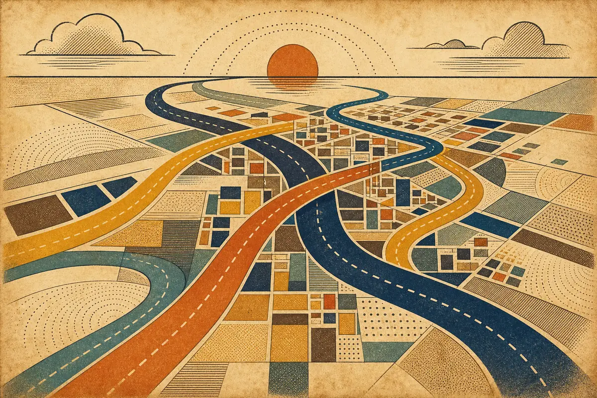 Abstract illustrated map composition for St. Albert, Canada