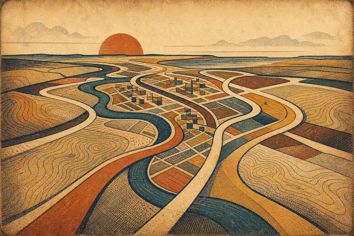 Abstract illustrated map composition for St. Catharines, Canada