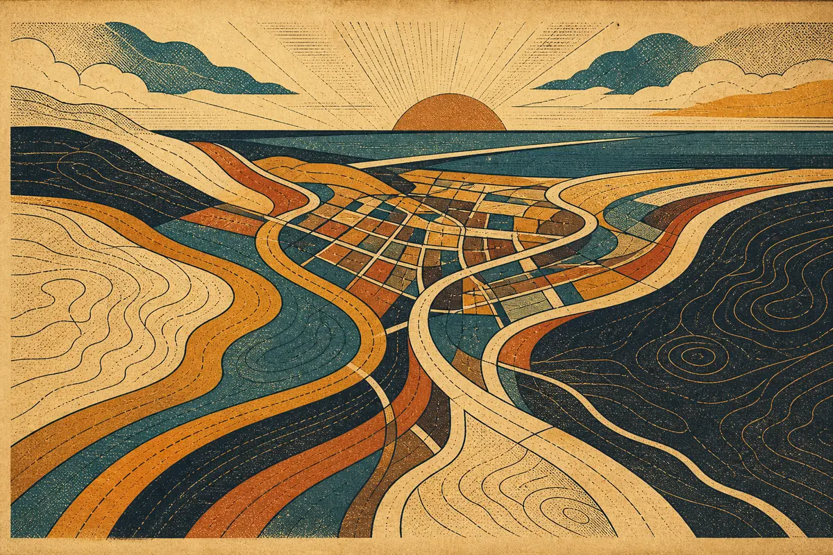 Abstract illustrated map composition for St. John's, Canada
