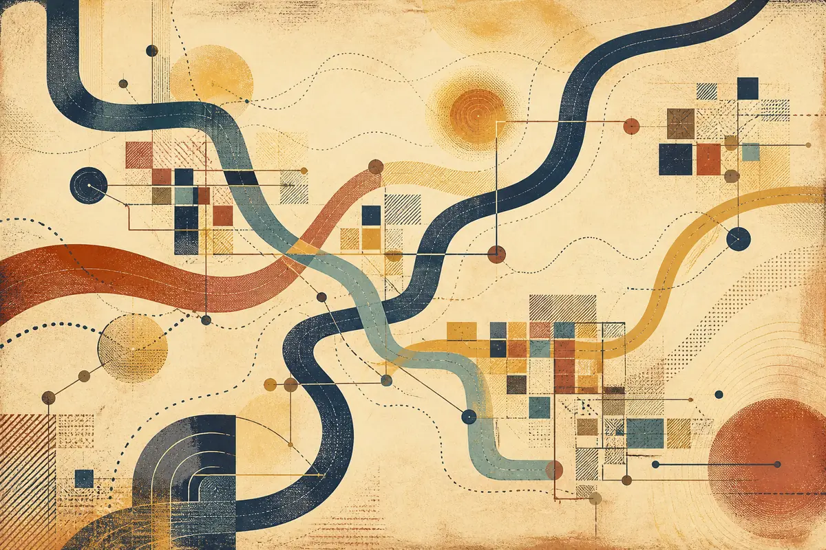 Abstract illustrated map composition for St. Thomas, Canada
