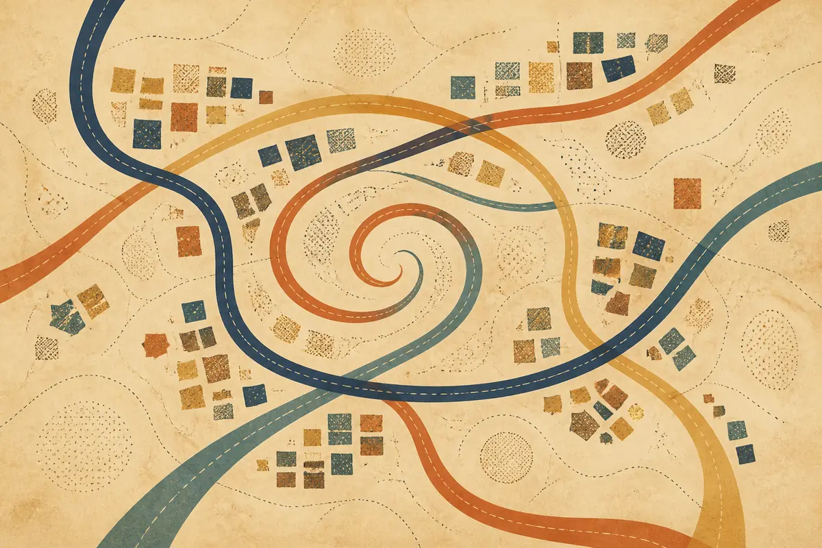 Abstract illustrated map composition for Stouffville, Canada
