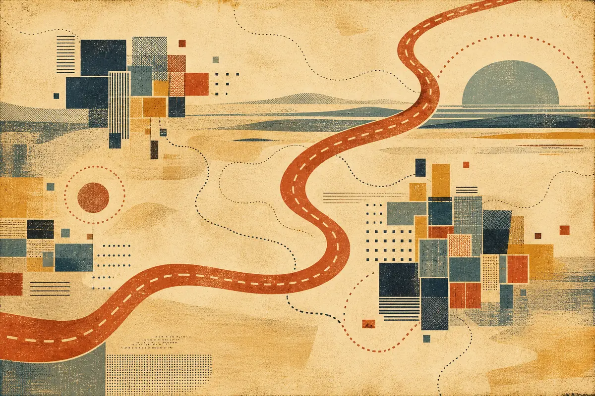 Abstract illustrated map composition for Stratford, Canada