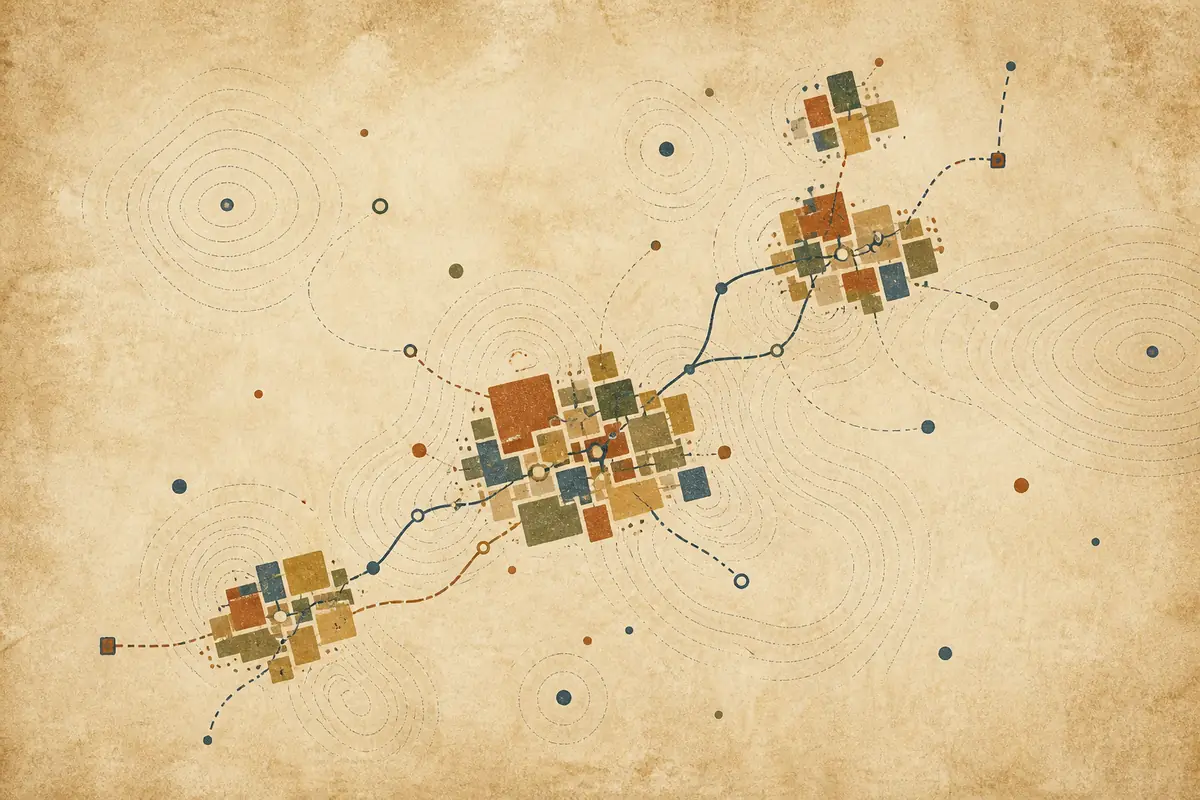 Abstract illustrated map composition for Sudbury, Canada