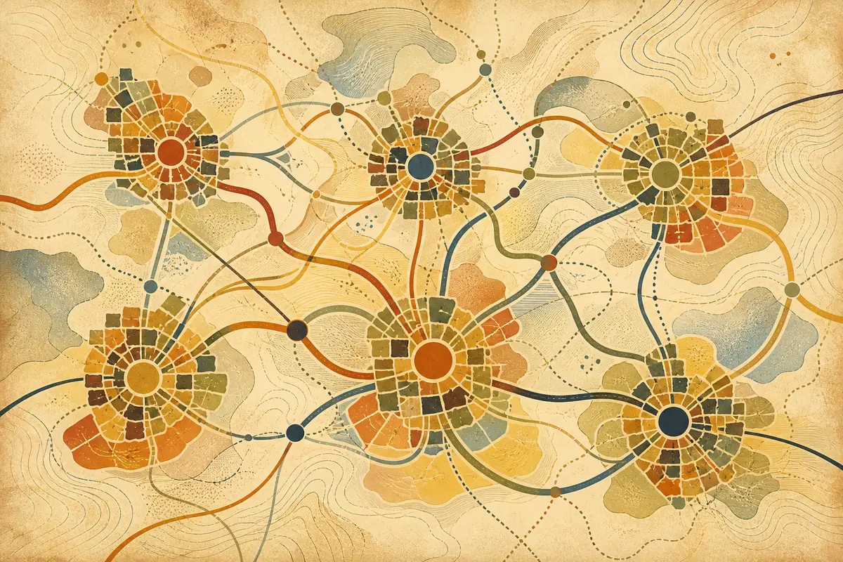 Abstract illustrated map composition for Surrey, Canada