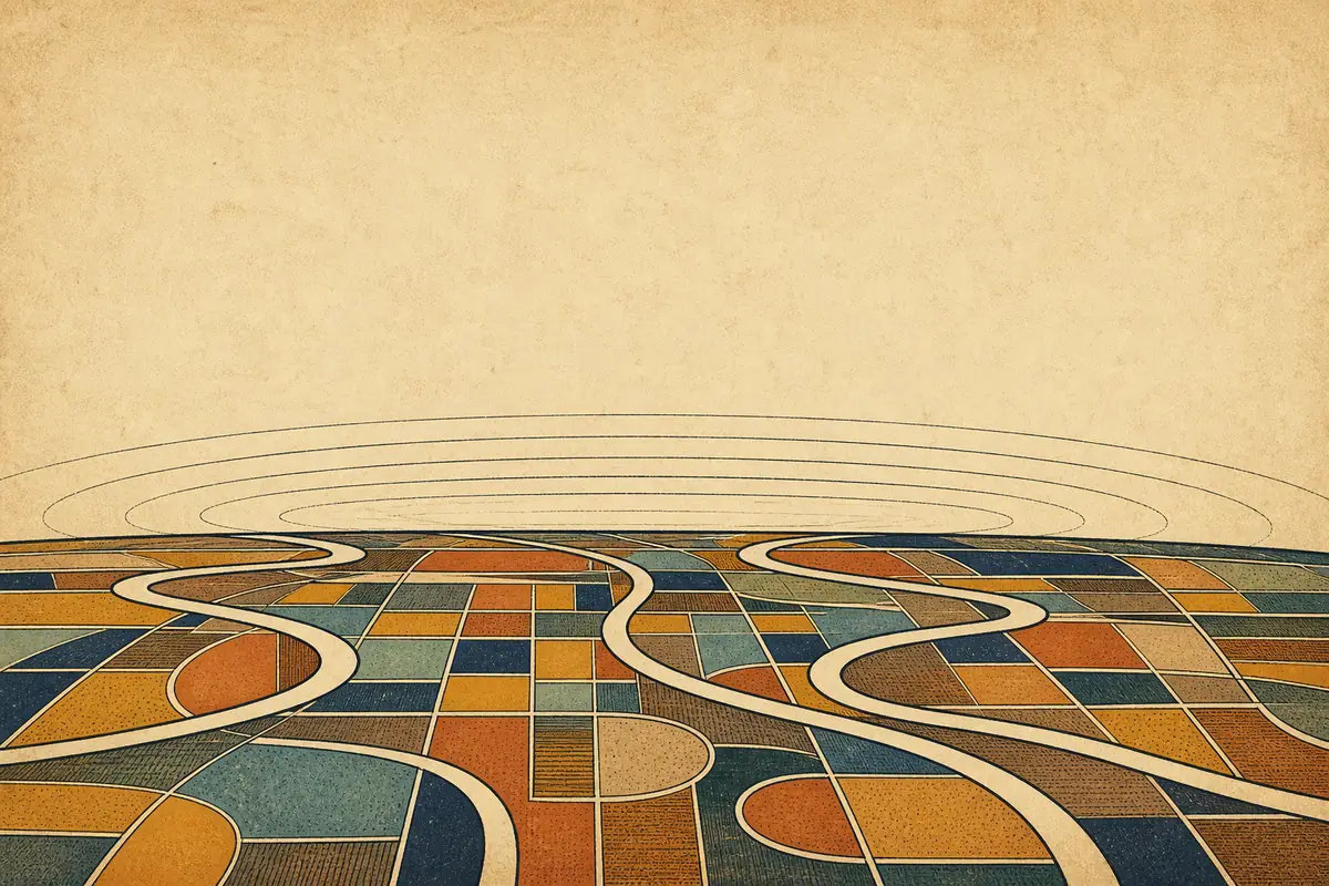 Abstract illustrated map composition for Thunder Bay, Canada