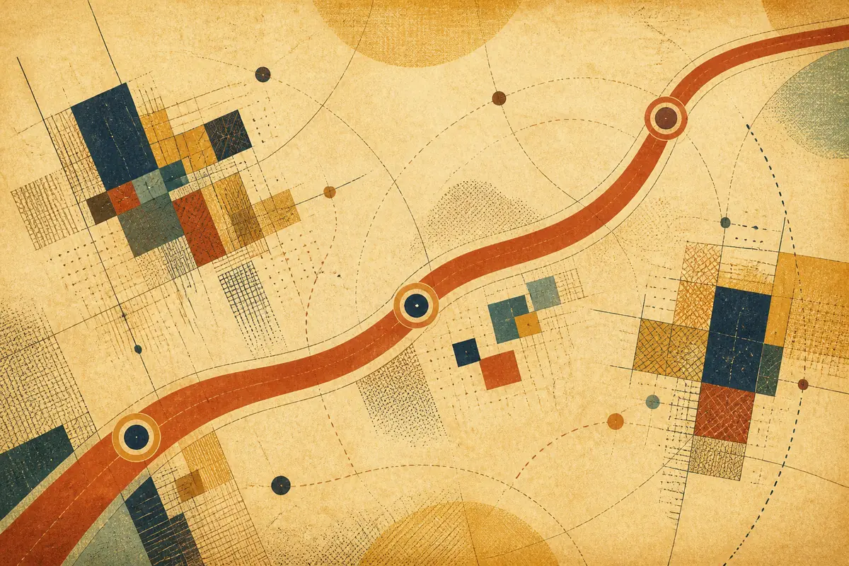 Abstract illustrated map composition for Timmins, Canada