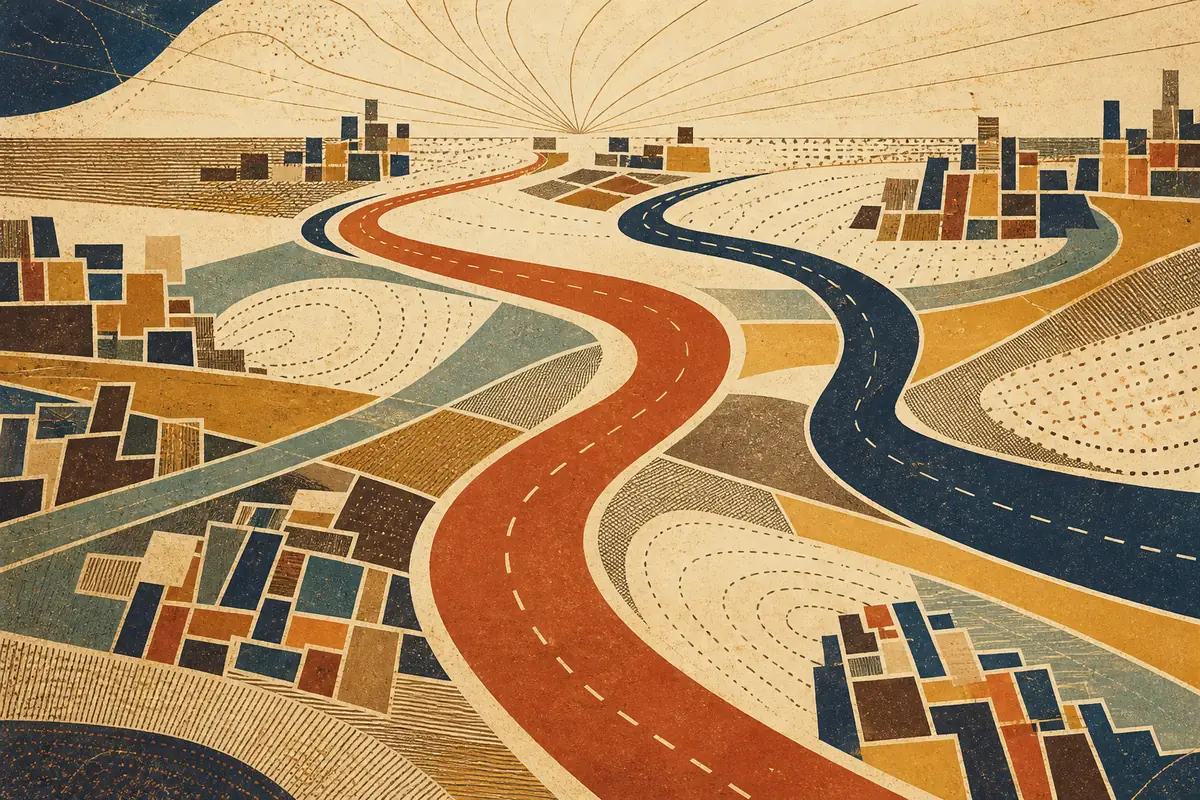 Abstract illustrated map composition for Vernon, Canada