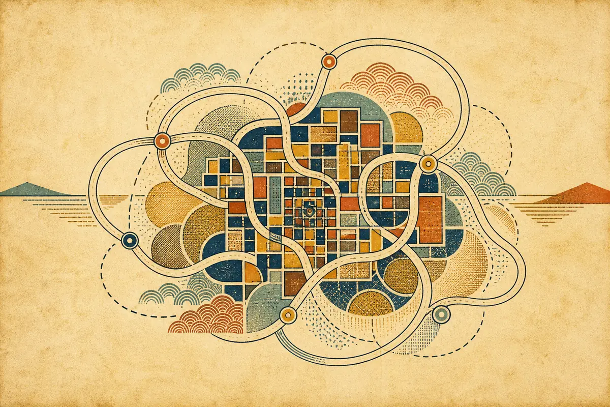 Abstract illustrated map composition for Victoria, Canada