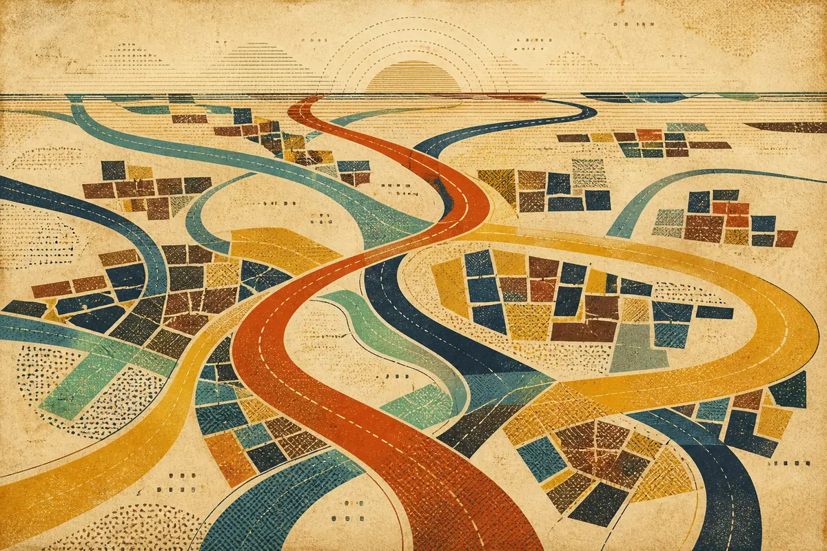 Abstract illustrated map composition for West Vancouver, Canada