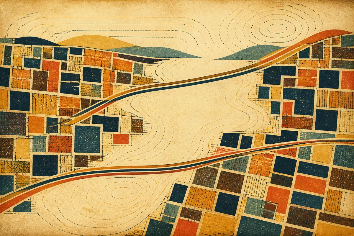 Abstract illustrated map composition for Whitby, Canada