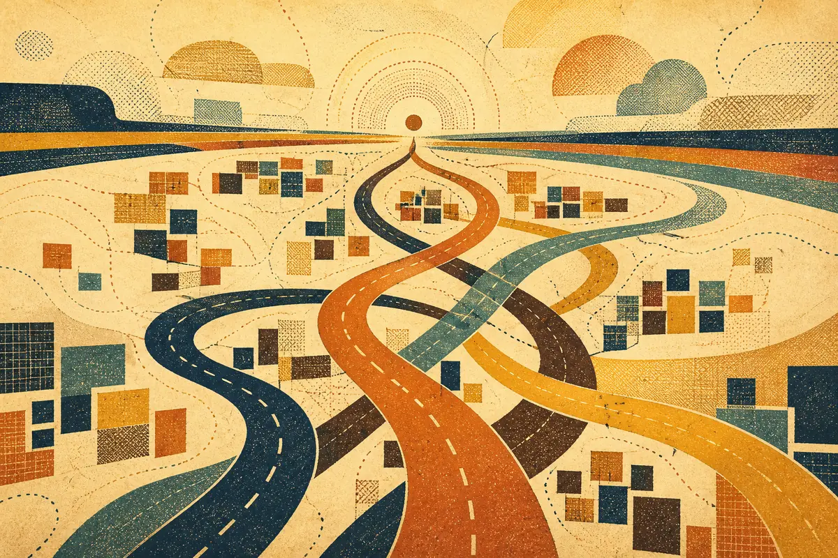 Abstract illustrated map composition for Woodstock, Canada