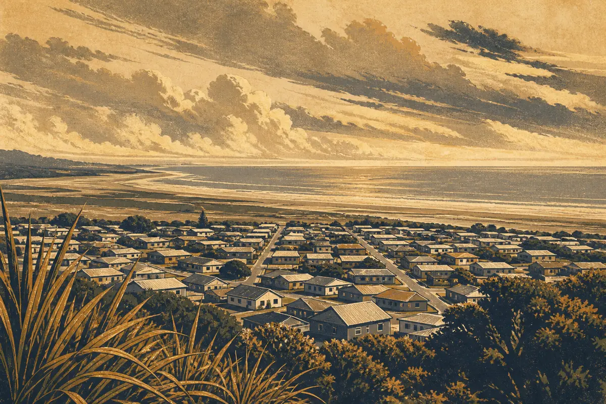Abstract illustrated map composition for Greymouth, New Zealand