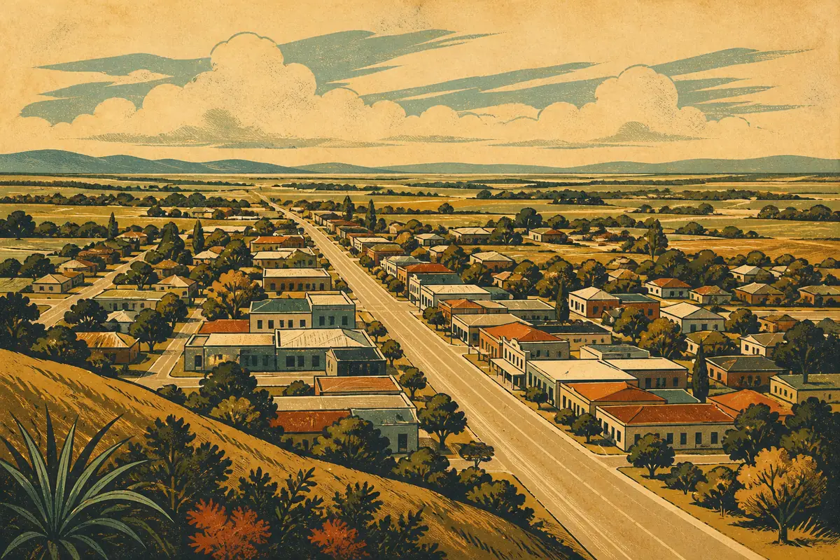 Abstract illustrated map composition for Levin, New Zealand