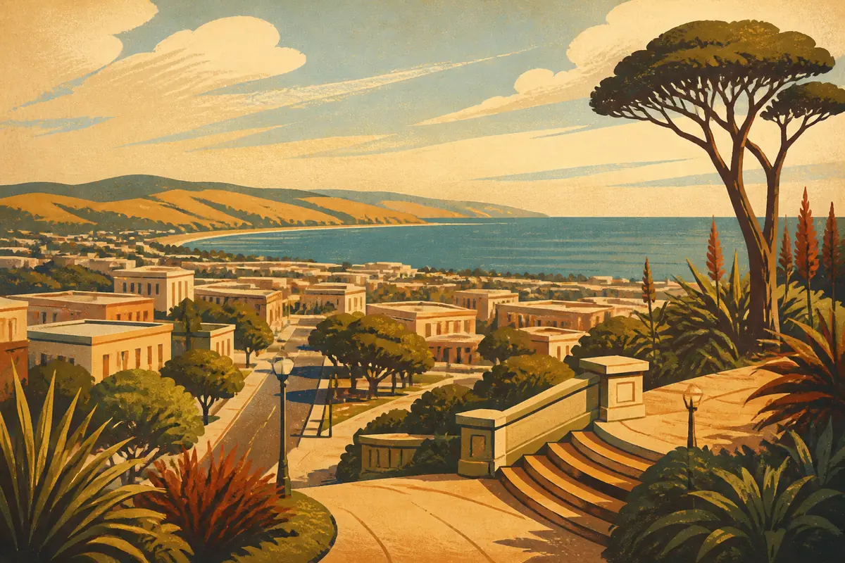 Abstract illustrated map composition for Napier, New Zealand