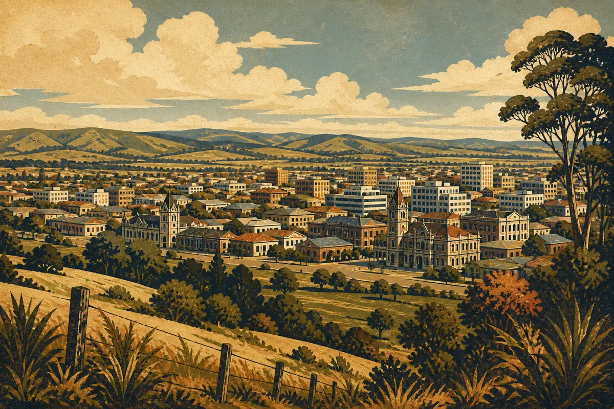 Abstract illustrated map composition for Palmerston North, New Zealand
